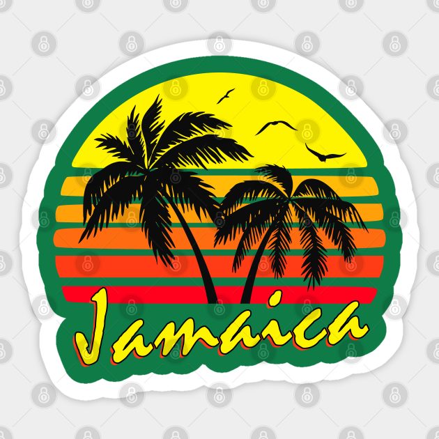 Jamaica Retro Sunset Jamaica Sticker TeePublic